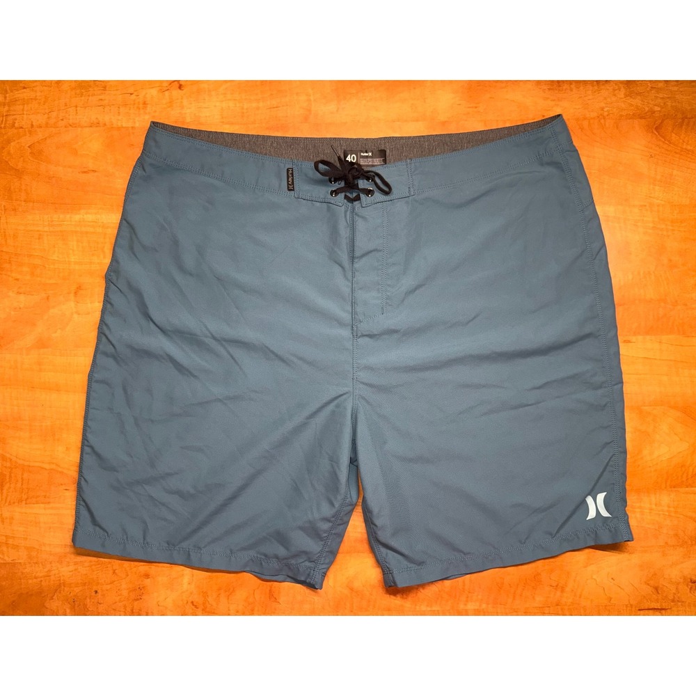 Hurley Mens Board Shorts Size 40 Blue Swim Trunks Surf Shorts Lace Up Pocket